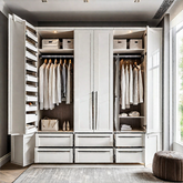 Trueliving 4 Cabinet Open White wardrobe Laminated Finish & PU Finish with Drawers (6Ft *2Ft *9Ft -1828.8MM X 609MM X 2743.2MM)